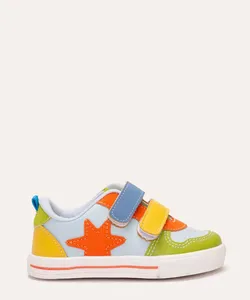 tênis infantil cano baixo estrela com velcro mooui verde 27