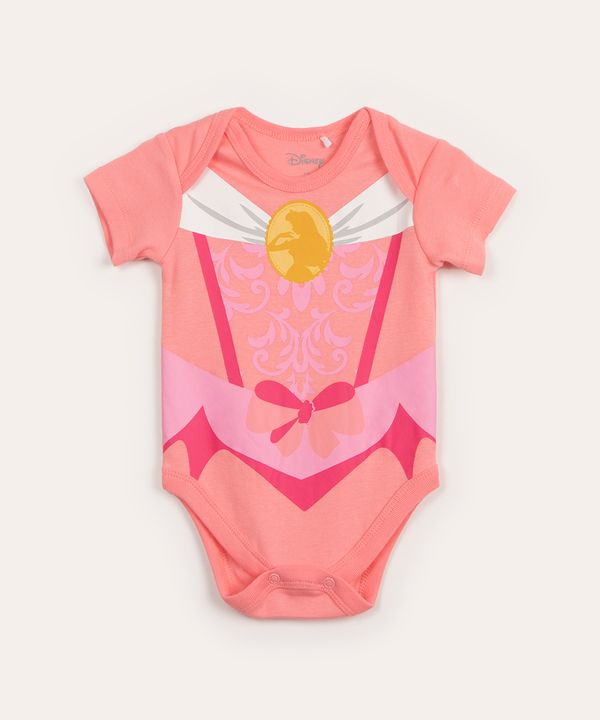 body infantil manga curta princesas rosa 12-18