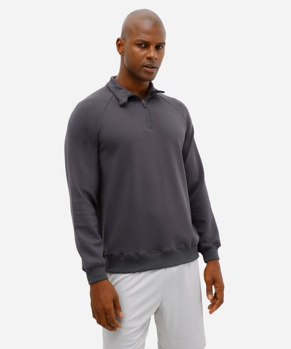 blusão masculino esportivo gola alta com zíper cinza G