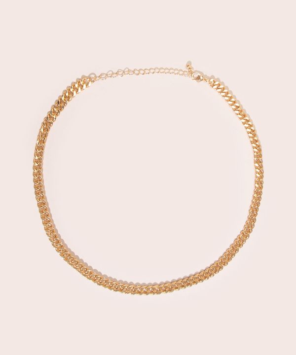 colar corrente dourado Único