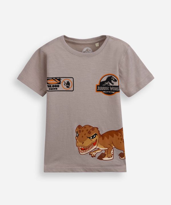 camiseta infantil de algodão jurassic world bege 3