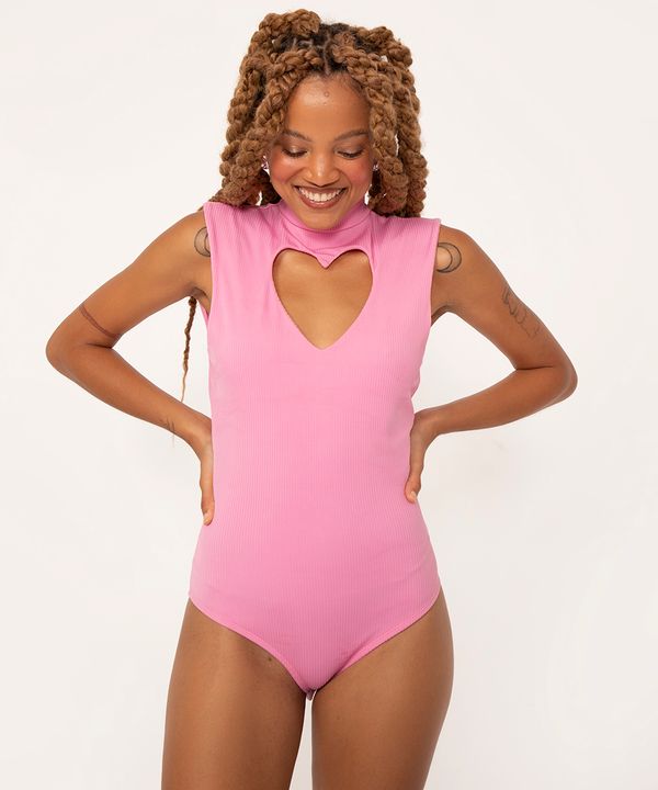 body gola alta decote coração alexia hentsch rosa PP