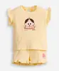 conjunto infantil curto canelado magali turma da mônica amarelo 6-9