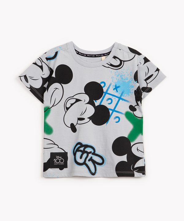 camiseta de algodão Mickey manga curta cinza 2