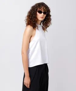 blusa frente única feminina acetinada mindset off white P