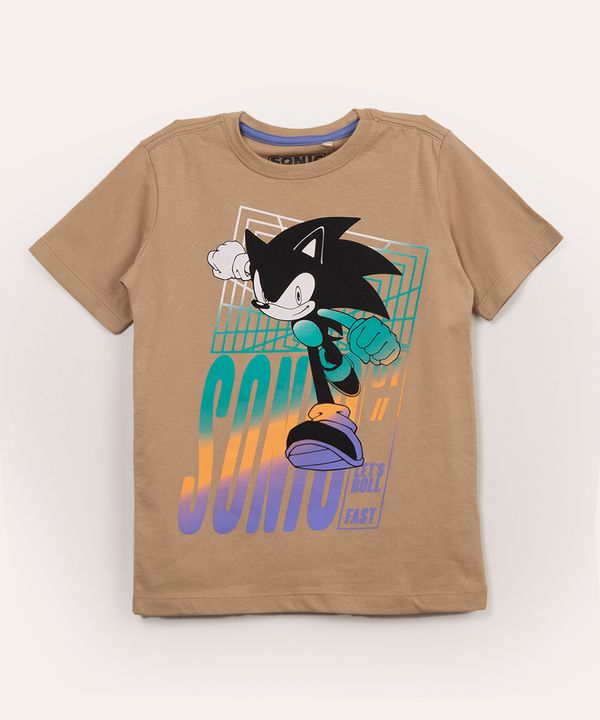 camiseta infantil manga curta sonic bege 8