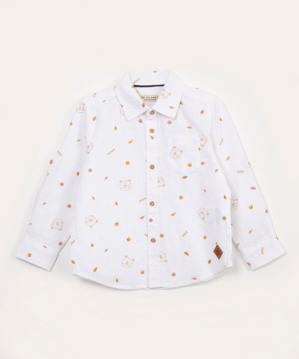 camisa infantil de algodão manga longa ursos off white 3