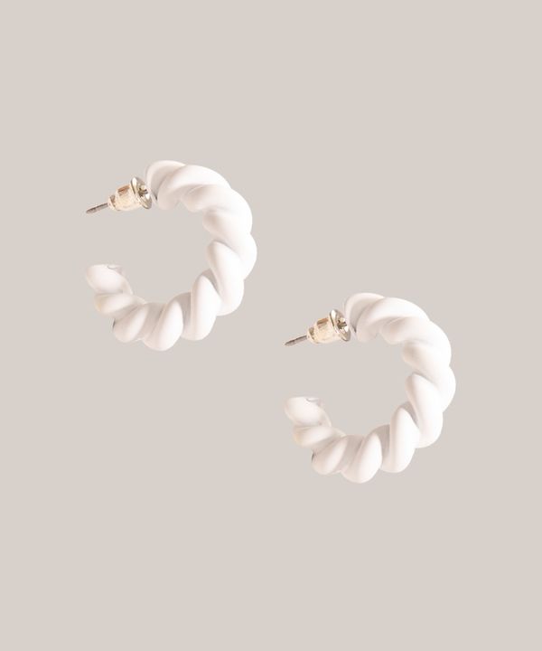 brinco de argola trançada off white Único