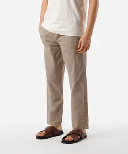 calça jogger masculina de sarja estonada bege 40