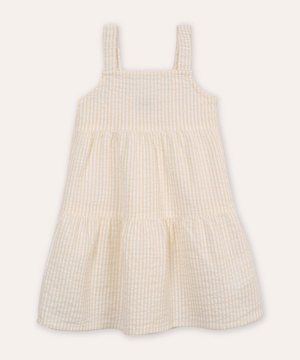 vestido infantil listrado e texturizado amarelo 2