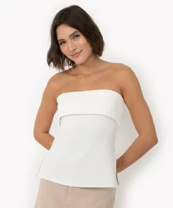 blusa sem alça com zíper lateral off white PP