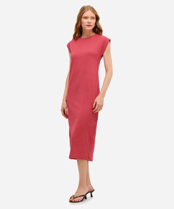 vestido midi feminino muscle tee texturizado rosa M