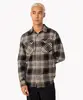 camisa de flanela xadrez manga longa bege GG