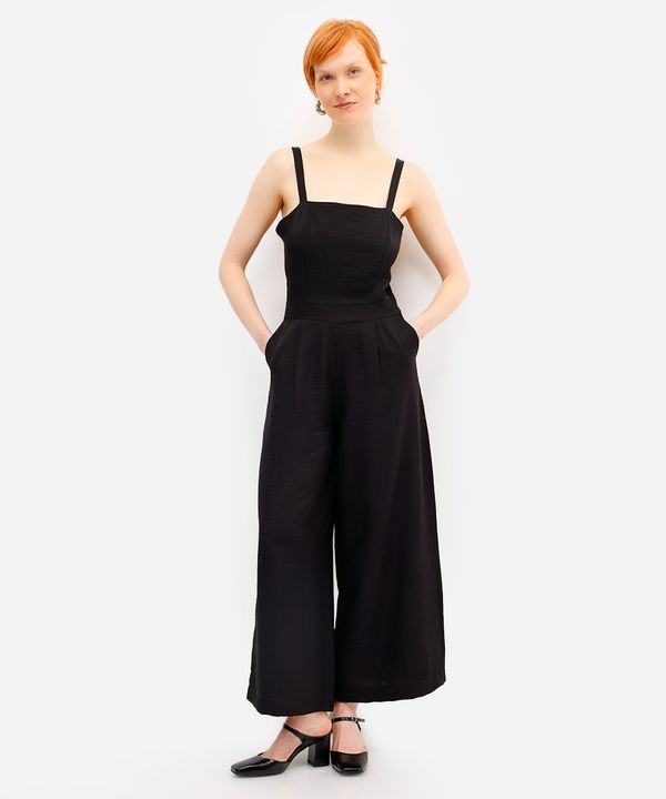 macacão feminino de viscose texturizado preto M