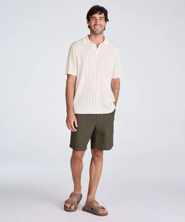 bermuda reta masculina texturizada cós elástico verde 42