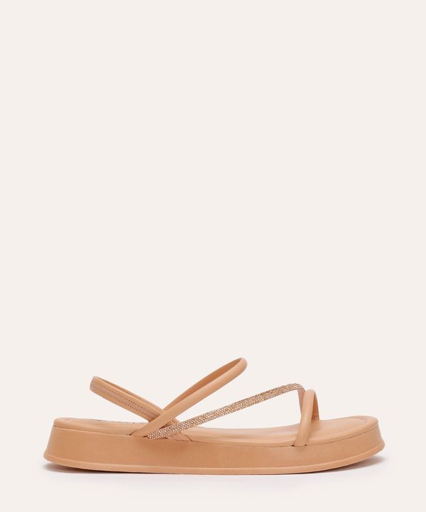 rasteirinha flatform via uno calce fácil com brilhos bege 37