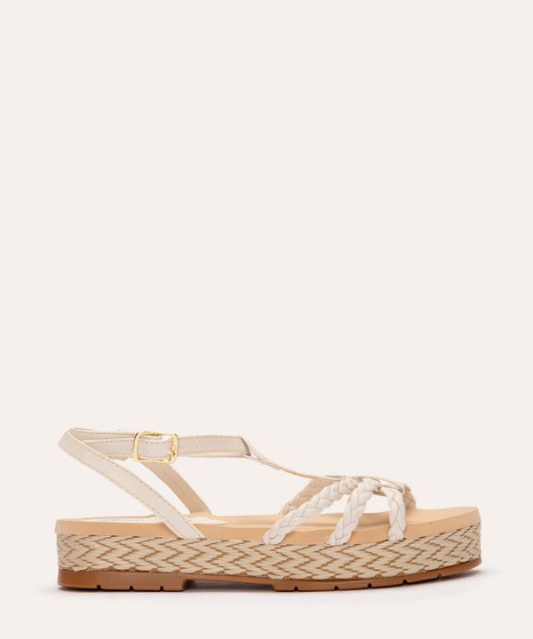 sandália infantil flatform trançada bege claro 28