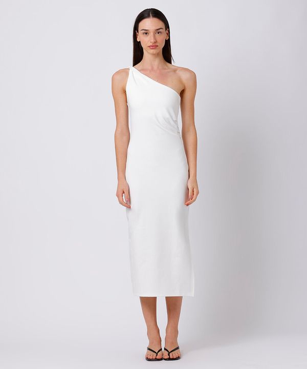 vestido midi feminino ombro único mindset branco PP