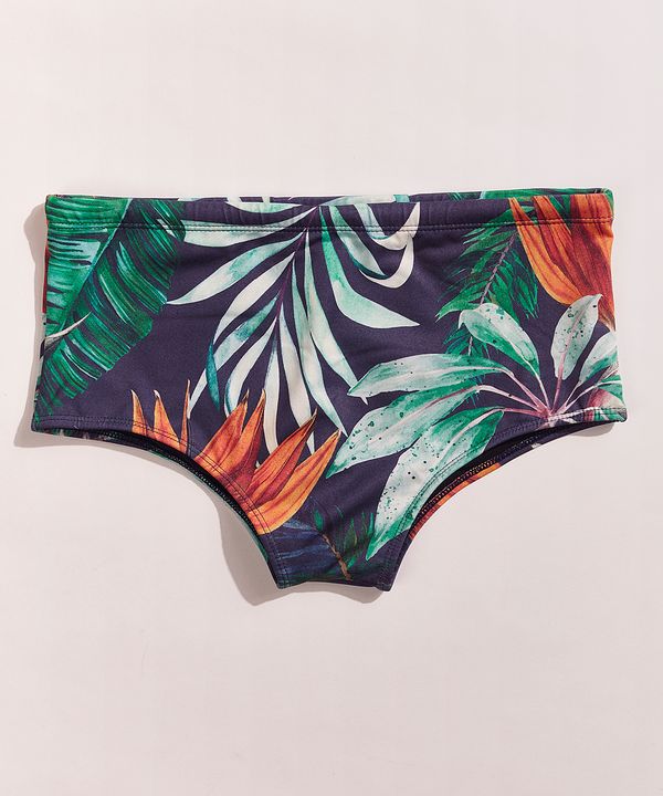 Sunga Masculina Tal Pai Tal Filho Pipe Tradicional Floral Tropical com Cordão Proteção UV50+ Azul Marinho GG