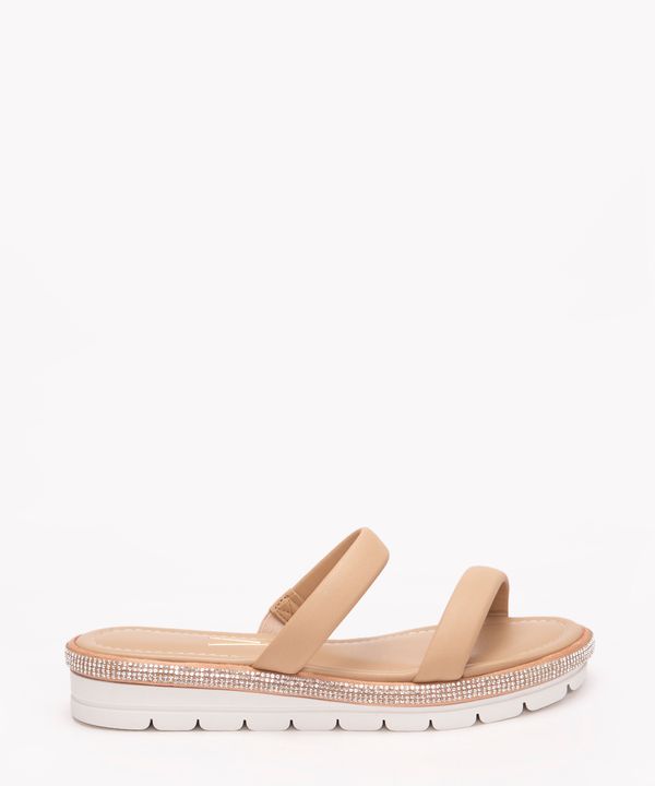 tamanco flatform com strass vizzano bege médio 37