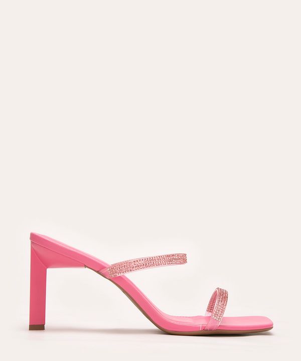 tamanco com strass salto médio oneself pink 36