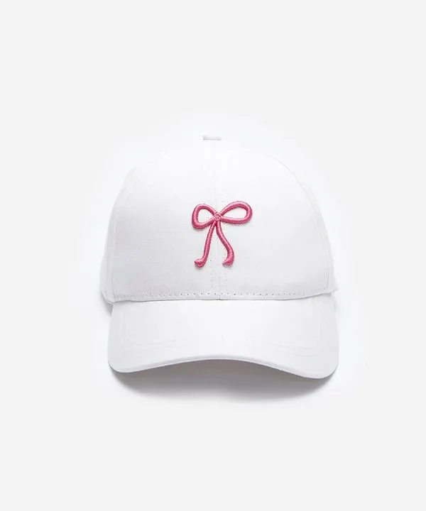 boné feminino aba curva com laço 3d off white UNICO