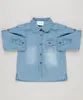 Camisa Jeans Infantil com Bolso Manga Longa Azul Claro 1