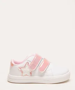 tênis infantil com velcro estrela branco 27