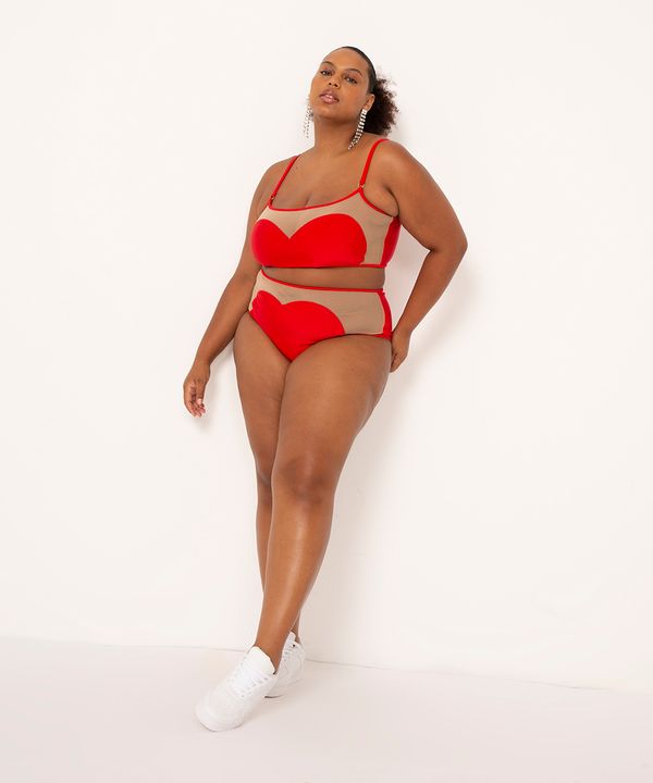 biquíni calcinha plus size hot pant coração alexia hentsch vermelho GG4