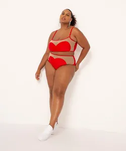 biquíni calcinha plus size hot pant coração alexia hentsch vermelho GG1