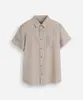 camisa juvenil de algodão com bolso texturizada bege 12