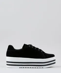Tênis Feminino Flatform Listrada Preto 39