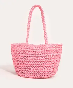 bolsa shopper palha rosa Único
