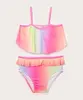 biquíni infantil neon tie dye com babado proteção uv colorido 8