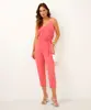 calça de viscose reta cintura alta rosa 44