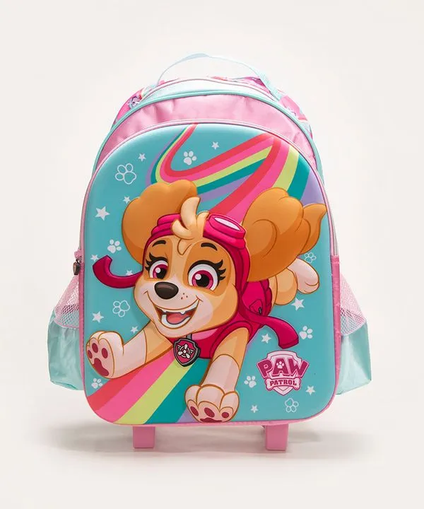 mochila escolar infantil com rodinhas skye patrulha canina 3d multicor Único