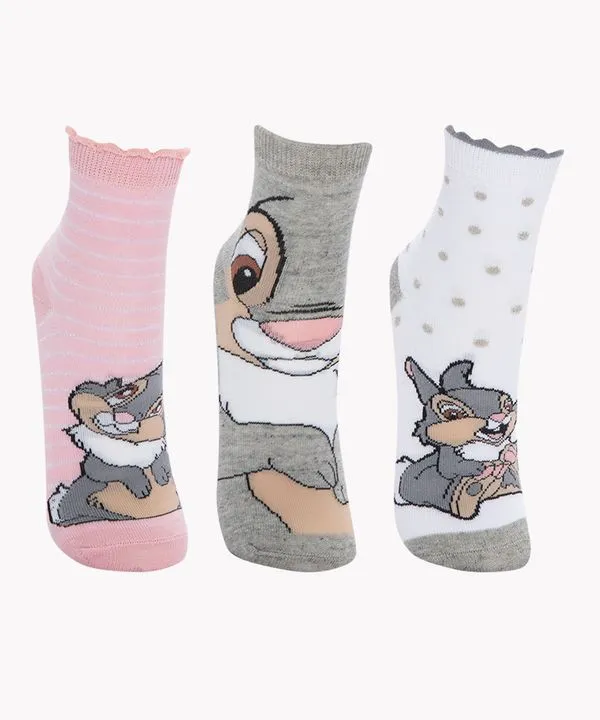 kit de 3 pares infantil de meias cano médio bambi colorido 26-29