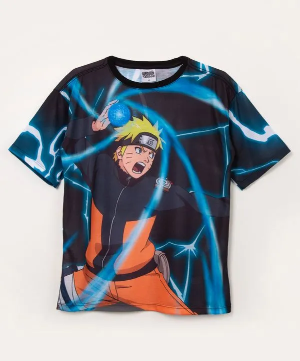 camisa juvenil manga curta naruto multicor 12