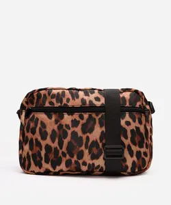 bolsa transversal animal print bege UNICO