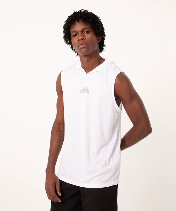 regata machão com capuz esportiva branco G