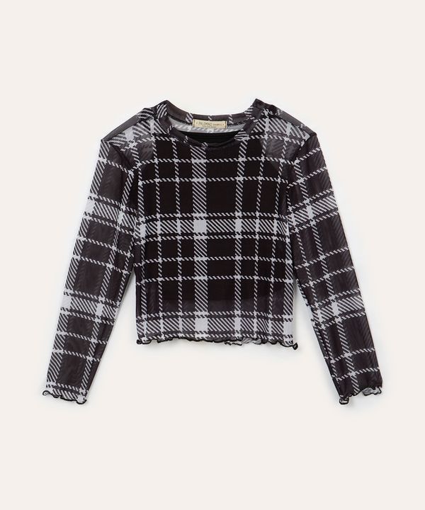 blusa infantil de tule xadrez preto 8