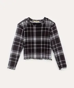 blusa infantil de tule xadrez preto 8