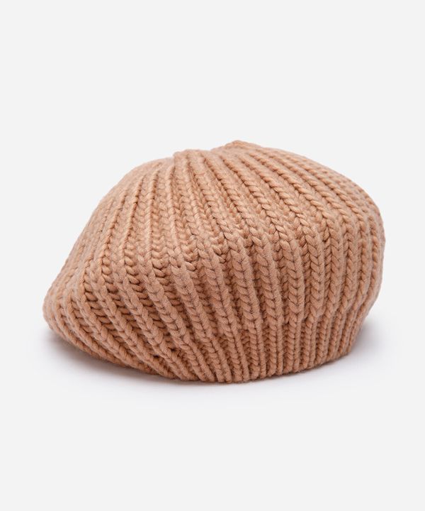 boina feminina de tricot bege UNICO