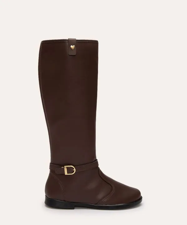 bota infantil cano longo molekinha com fivela marrom 35