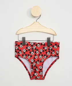 Sunga Infantil Tradicional Estampada Mickey com Proteção UV50+ Vermelho 9-12