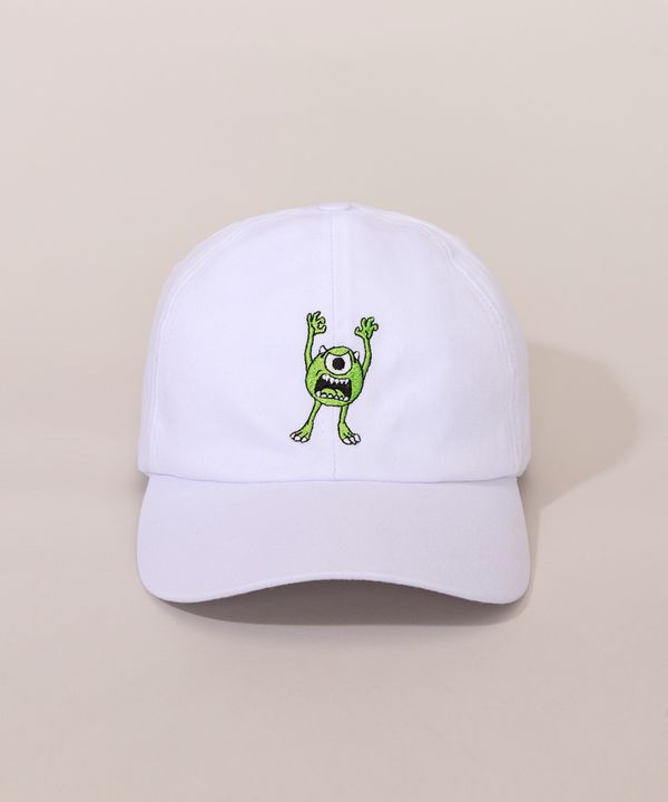 Boné Masculino Aba Curva com Bordado Mike Wazowski Branco Único