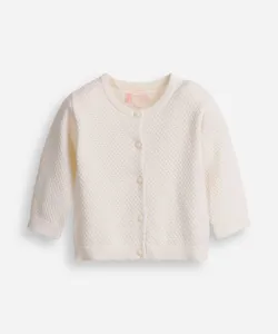 cardigan infantil de tricot texturizado off white 0-3