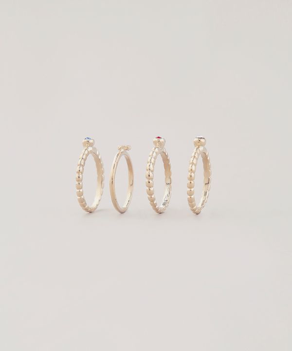 Kit de 4 Anéis Femininos Folheados Dourado M
