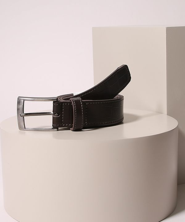Cinto Masculino Texturizado Croco Marrom G