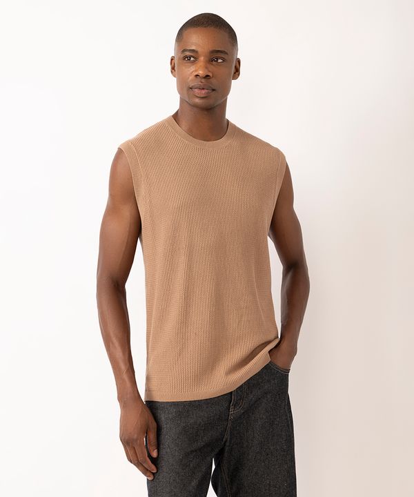 colete masculino de tricot texturizado marrom G